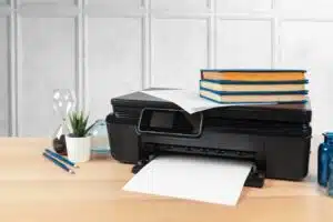 Printer with books and papers