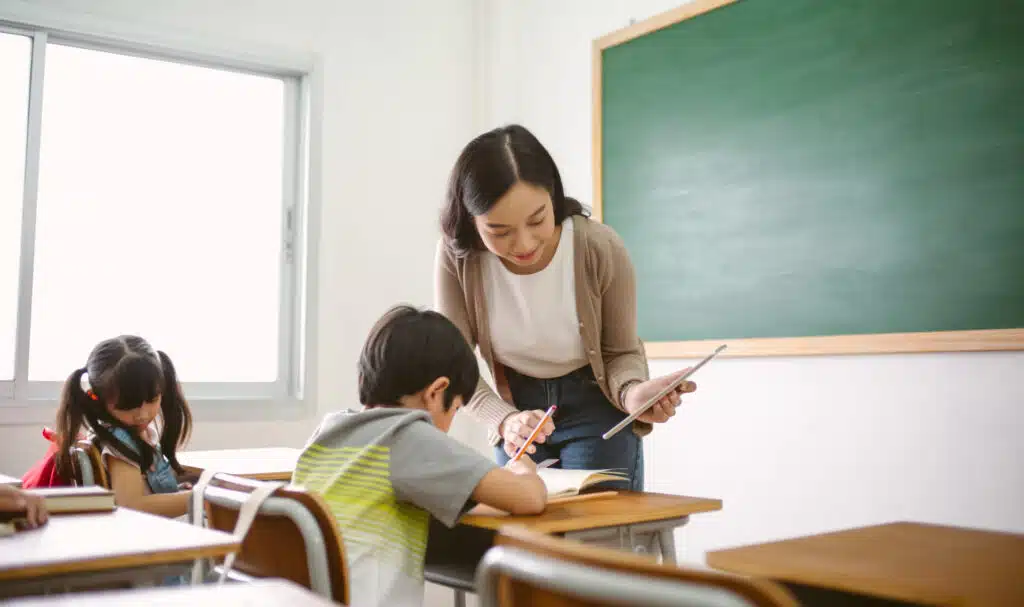 Korean students with a Korean teacher in a Korean public school