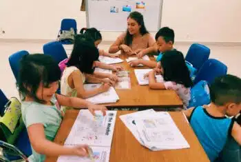Taylor in her classroom in Hanoi