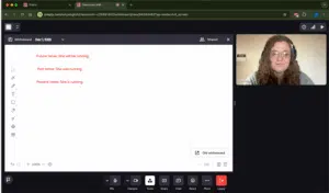 A virtual whiteboard used in teaching English online