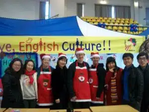 Teacher Sarah with her students in South Korea