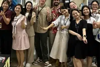 Vietnamese students learning English at modern private school in Hanoi