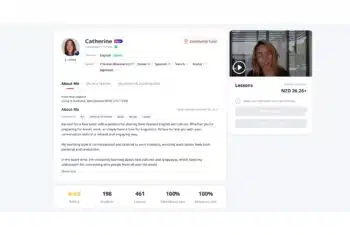 English teacher profile on iTalki platform