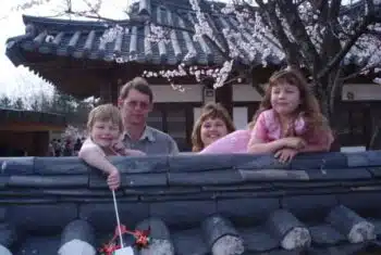 Family at a temple in South Korea 1